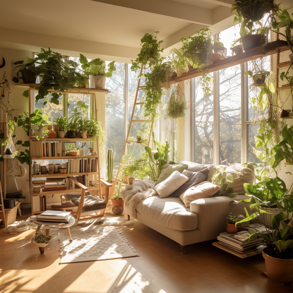 living-room-with-hanging-plants